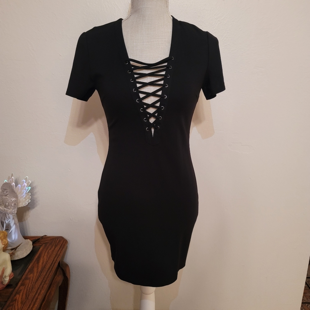 Forever 21 Black Lace Up Dress